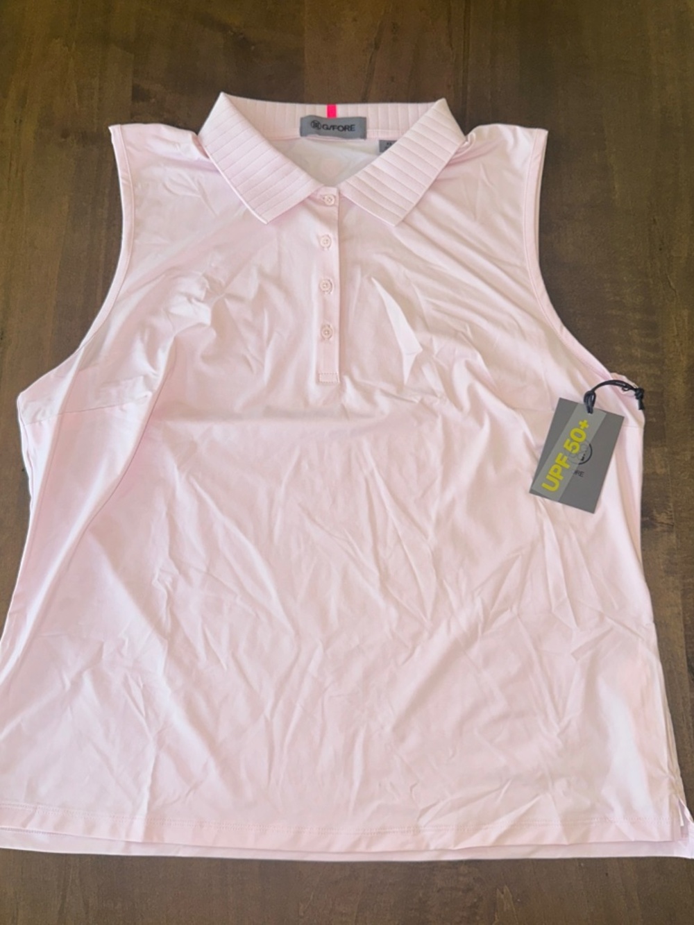 G/FORE PLEATED COLLAR SILKY TECH NYLON SLEEVELESS POLO GOLF SHIRT WOMEN'S XL NEW